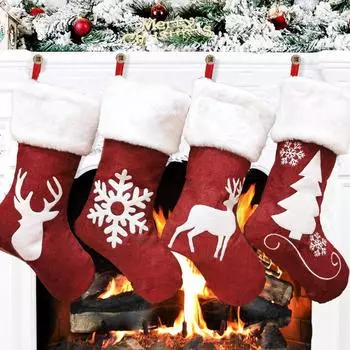 Рождественские чулки, 18-дюймовые персонализированные рождественские чулки с рождественскими персонажами, рождественские чулки, подвесные One Size