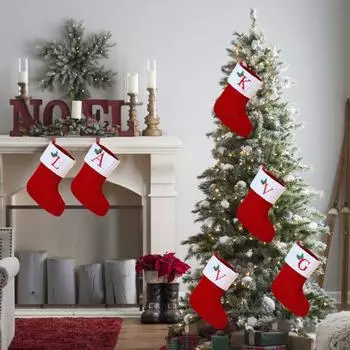 Рождественские чулки 26 букв вязаные чулки с петлей для подвешивания вышитые инициалы праздничные чулки J
