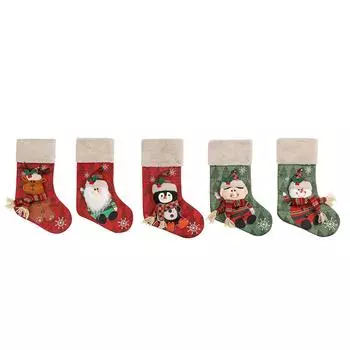 Рождественские чулки, большие рождественские чулки, подвесные чулки для камина с плюшевой манжетой, Санта-снеговик для праздничного декора, украшение рождественской елки One Size