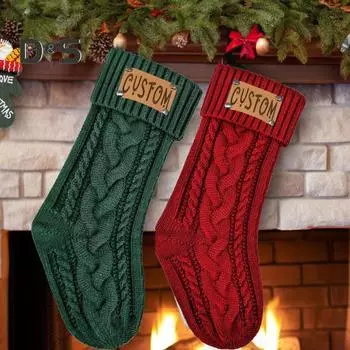 Рождественские чулки, большие вязаные подвесные рождественские чулки, семейные рождественские подарочные чулки с подвесным кольцом для игрушек и конфет белый/красный