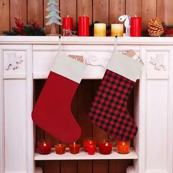 Рождественские чулки большого размера с любым рисунком, в которые можно положить подарки One Size чёрный