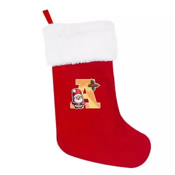 Рождественские чулки Буквы от A до Z Супермягкий плюшевый манжет Вышитые рождественские чулки Чулочные украшения Для семейного праздничного сезона Декор One Size
