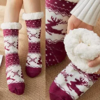 Рождественские чулки Чулки для пола Плюс Бархатные зимние чулки Чулки для сна Носки для ковров