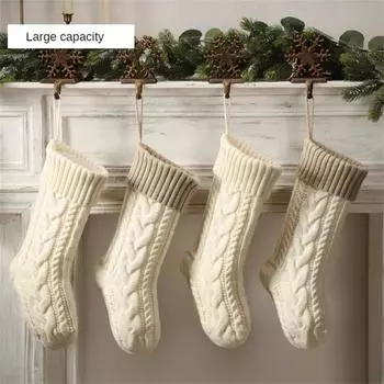 Рождественские чулки для детей, большие размеры, вязаные чулки, рождественские украшения для семейной вечеринки 1PCS
