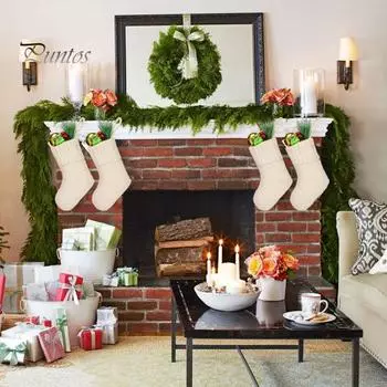 Рождественские чулки, износостойкие, большой емкости, однотонные вязаные чулки, подвесное украшение для рождественской елки красный