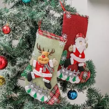 Рождественские чулки, милые подвесные украшения в виде Санты, рождественские носки с оленями, подарочный пакет для конфет, домашний декор для вечеринки и праздника as picture белый