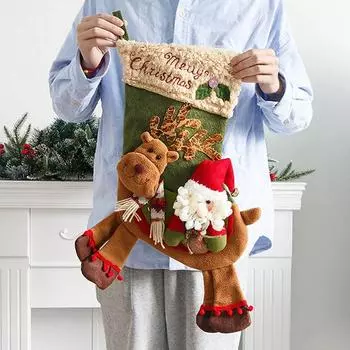 Рождественские чулки, носки, Санта, снеговик, подвесные елочные украшения, рождественский декор для дома, новогодние подарочные пакеты с конфетами Navidad 28x48cm