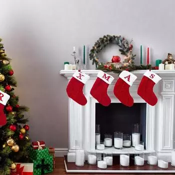 Рождественские чулки с алфавитом, вязаные снежинки, рождественские чулки 2024, декоративные подарки для дома T N1U0 J-18*14CM
