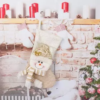 Рождественские чулки с белым тиснением, золотые снежинки, рождественские украшения, рождественские подвески, елочные украшения, рождественские подарочные носки