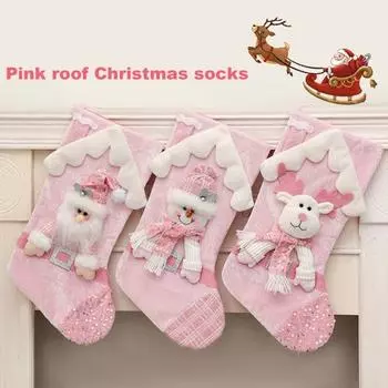 Рождественские чулки с изображением Санта-Клауса/Снеговика/Оленя, блестящие чулки с пайетками, подвесные рождественские елки Snowman