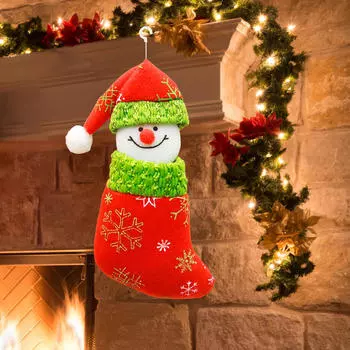 Рождественские чулки со снеговиками, рождественские подвесные декоративные кукольные носки для вечеринки