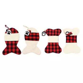 Рождественские чулки в форме мультяшной кости рыбы, подвесные рождественские чулки для праздников, семейное украшение