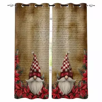 Рождественские цветы гоблинов из крафт-бумаги с буквами затемняющие шторы для гостиной спальни оконные шторы кухонные шторы W135 x H60cm