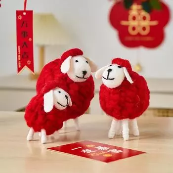 Рождественские декоративные фигурки, фетровые овечки, милые аксессуары, украшения для рабочего стола, новогодние подарки, винтажный домашний декор