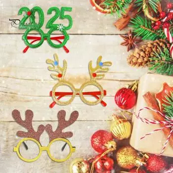Рождественские декоративные очки, блестящая шапка Санты в форме рогов, детский реквизит для фотосъемки, праздничный новогодний косплей, новинка, очки B