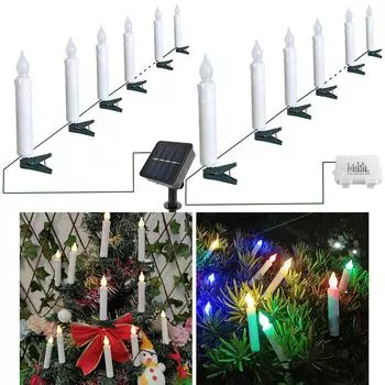 Рождественские декоративные свечи, конические свечи, теплый/цветной свет # B