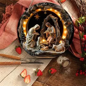 Рождественские деревянные дверные украшения, рождественская праздничная атмосфера, оттеняющая подвесные украшения, 2D подвесные украшения, реалистичная сцена One Size