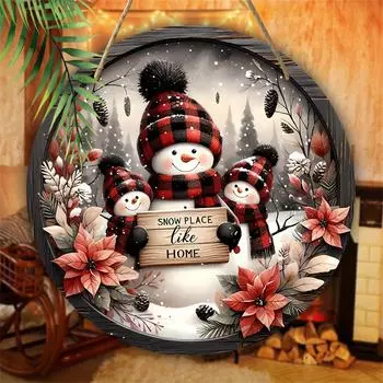 Рождественские деревянные дверные украшения, рождественская праздничная атмосфера, оттеняющая подвесные украшения, 2D подвесные украшения, реалистичная сцена One Size