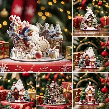 Рождественские деревянные подарочные украшения своими руками 2025 Веселая рождественская атмосфера рабочего стола Decortion Подарки на рождественскую вечеринку для детей Фотореквизит