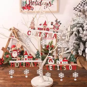 Рождественские деревянные подвески, колокольчик, веревка, Санта-Клаус/Лось/Снеговик, стиль с подвеской, создают атмосферу, рождественское украшение, орнамент Snowman