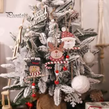 Рождественские деревянные подвески, мультяшный Санта-Клаус, конфета, подвесной колокольчик, создают атмосферу, подвесные украшения Snowman