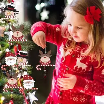 Рождественские деревянные подвески, мультяшный Санта-Клаус, конфета, подвесной колокольчик, создают атмосферу, подвесные украшения Snowman