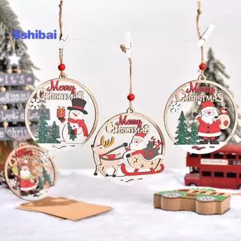Рождественские деревянные подвесные украшения, полые Санта-Клаус, олени, снеговик, многоразовые рождественские елочные украшения, кулон, товары для вечеринок, подарок B