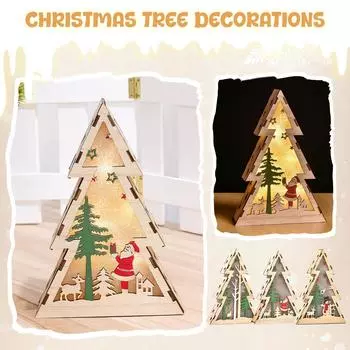 Рождественские деревянные теплые световые украшения для стола Рождественские украшения One Size