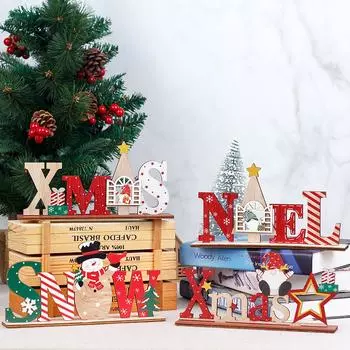 Рождественские деревянные украшения для рабочего стола, деревянные центральные элементы для стола, деревянные рождественские украшения для вечеринок, вывески, деревянные украшения для обеденного стола One Size
