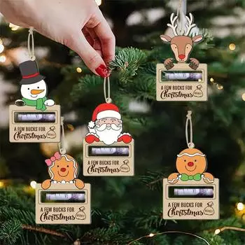 Рождественские держатели денег для наличных Деревянные рождественские открытки Держатель денег Подарочный Забавный держатель денег Украшения Денежная карта для наличных Подарочный C