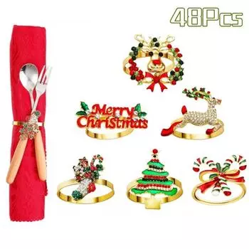 Рождественские держатели для салфеток, металлические пряжки для салфеток в виде оленя для рождественского обеденного стола, украшения для дома и кухни