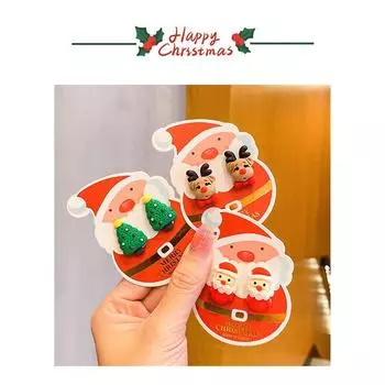 Рождественские детские серьги-клипсы без пирсинга, милые серьги с бахромой в виде оленя из мультфильма «Санта», серьги-подвески для девочек