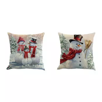Рождественские домашние наволочки со снеговиком, офисные льняные наволочки, Рождественские украшения Bird and snowman