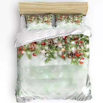 Рождественские доски-снежинки Пододеяльник Комплект постельного белья Домашний текстиль Покрывало Наволочки Спальня Двуспальный комплект постельного белья Без простыни EU single(135x200cm)