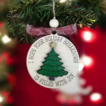 Рождественские друзья подвесное украшение с бантом прочный деревянный круглый знак домашний офис рождественская елка подвесное украшение праздничный подарок E