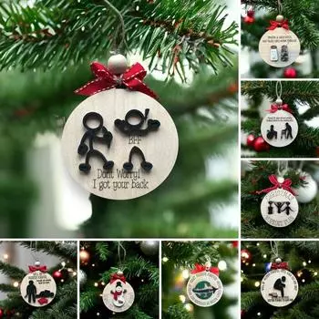 Рождественские друзья подвесное украшение с бантом прочный деревянный круглый знак домашний офис B