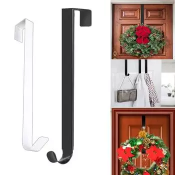 Рождественские дверные крючки, регулируемая вешалка для венков, металлический венок для входной двери, рождественский крючок для украшения входной двери на Рождество black