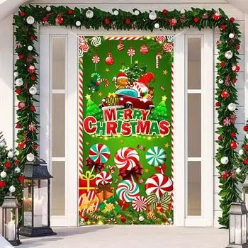 Рождественские дверные украшения, вешалка, стикер на стену, Гримм, фоновая ткань, декор для рождественского баннера 90x200 cm