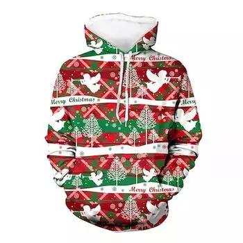 Рождественские елки с буквами Толстовка с капюшоном Мультфильм Манга Аниме 3D Графика Для Пары Женщин Взрослых Рождественский Карнавал Маскарад 3D Печать S