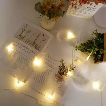 Рождественские елочные гирлянды 2 м 10 светодиодных гирлянд с перьями, украшения для свадебной вечеринки, рождественские украшения для домашнего декора 2M 10LEDS