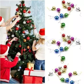 Рождественские елочные шары, 12 шт., блестящий круглый кулон, новогодняя вечеринка, домашний магазин, клубные украшения, безделушки 12pcs ярко-розовый