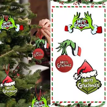 Рождественские елочные украшения Гринч, рождественские милые деревянные подвесные украшения для елки, рождественские украшения для дома и вечеринки в помещении One Size