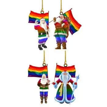 Рождественские елочные украшения, винтажные акриловые подвески с Санта-Клаусом, креативные ремесла, настенный декор, рождественское украшение, кулон