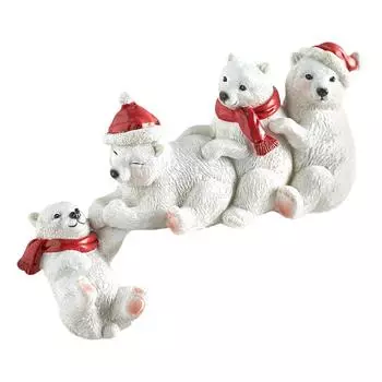 Рождественские фигурки черного медведя из смолы, миниатюрное художественное изделие для прикроватной тумбочки