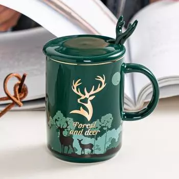 Рождественские фигурки оленей, кружка с крышкой, симпатичные скандинавские кружки для пар, керамическая бутылка для молока, чая, кофе, праздничный подарок, кружка Kawaii 400ml