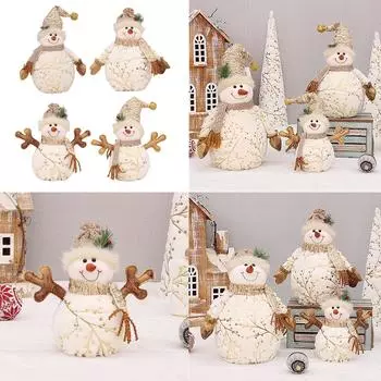 Рождественские фигурки снеговиков, ручная работа, мягкая кукла, украшение для дома, праздничный орнамент, бытовые аксессуары, повседневное использование A