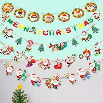 Рождественские флаги и украшения для торговых центров и магазинов, рождественские украшения, атмосфера, подвесные украшения из ткани One Size темно-зеленого