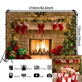 Рождественские фоны для фотосъемки, детские рождественские украшения для камина, фон для фотостудии, рождественские украшения для видеоблога 95x75cm