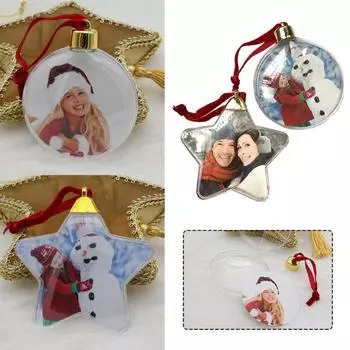 Рождественские фото-вставки, безделушки, украшения, праздничный персонализированный подарок, подвесные украшения для рождественской елки Star