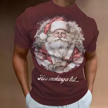 Рождественские футболки для мужчин с принтом Санта-Клауса и снеговика, короткие рукава, свободные футболки, мужская одежда, повседневные мужские футболки на праздничный лад S